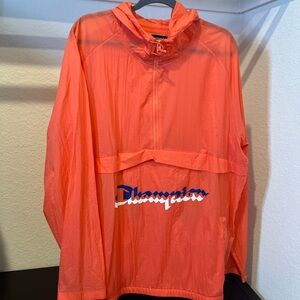 Vintage Champion Men’s Spell Out Pullover Windbreaker Jacket Size XXL Coral